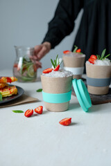 Cold drink in a reusable cup