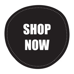 Shop now web site button isolated on white background. Trendy shop now button for web site, ui, label, banner, sticker, design template, icon and logo. Shop now button vector illustration