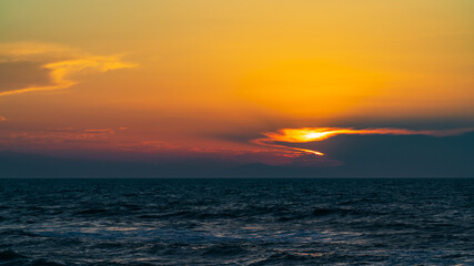 Dark dramatic sunset over the sea