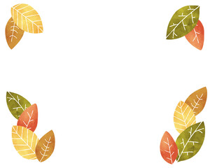 手書きの秋の葉のイラストのセット 紅葉 もみじ 素材 オレンジ Wall Mural Yugoro