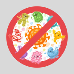 Stop Viruses Cartoon Sign
