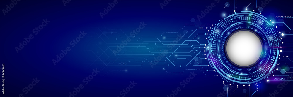 Aufkleber abstract high tech circuit board in blue tones. wide technology background with various technology e