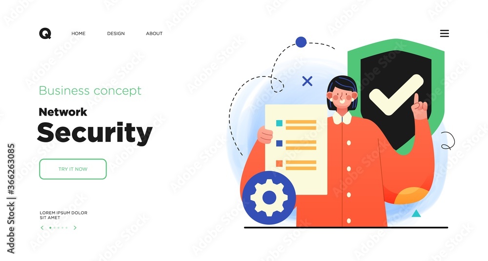 Aufkleber network security, data protection and information privacy concept. website landing page template des