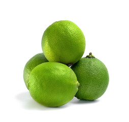 ripe and juicy limes with a thin aroma on a white background