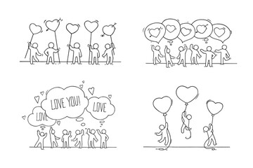 romantic people and speech bubbles.