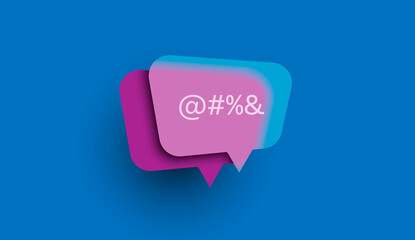 Chat icon. Colorful chat icon with shadow and transparency isolated on blue background. Vector illustration