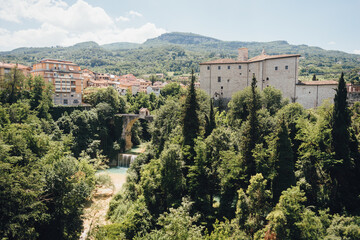 Fototapeta na wymiar Forte Malatesta - view from Ponte Maggoire, Ascoli Piceno