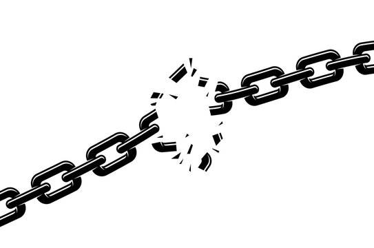 Breaking chain freedom and liberty concept vector illustration in poster style, liberation, weak link concept.