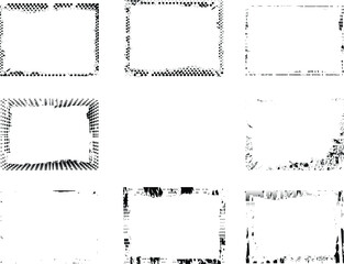 Set of Grunge Black and White Frames . textured rectangles for image