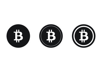 Bitcoin coin icons vector black and white