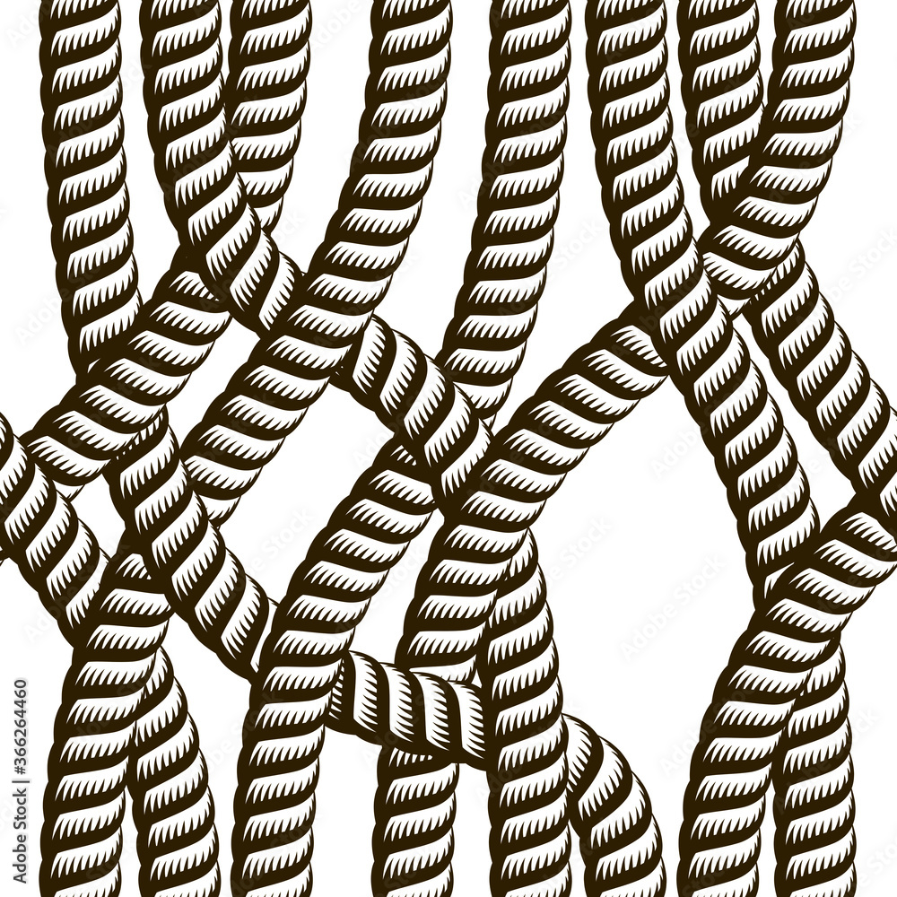 Poster seamless nautical rope pattern vector. endless navy illustration with loop cord lines ornament. navy