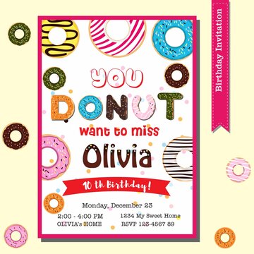 donut birthday party invitation