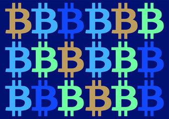 Bitcoin icon pattern vector blue