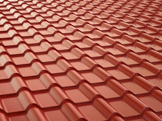 Obraz premium New brown metal tile roof. 3d illustration.