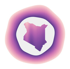 Kenya icon. Colorful gradient logo of the country. Purple red Kenya rounded sign with map for your design. Vector illustration.