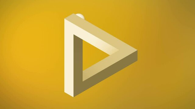 Animation the appearance of an impossible triangle.
Abstract yellow background, 3d rendering, 4k resolution
