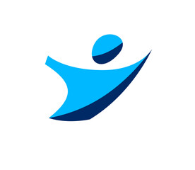 Simple man vector icon or logo isolated on white, businessman business person symbol.