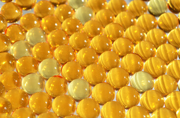close up of yellow and white beads
