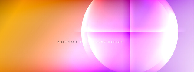 Vector abstract background - circle and cross on fluid gradient with shadows and light effects. Techno or business shiny design templates for text