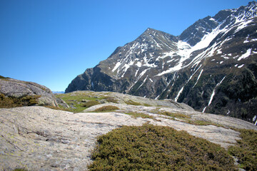 Berglandschaft am Flüelapass in der Schweiz 27.5.2020