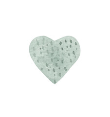 Watercolor element on white background. Stylized soap in the shape of a heart. For design compositions on the subject of hygiene, bathroom, cleanliness, cosmetics, body care.