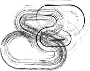 Vector Logo Design Template . Curved brush stroke . Swirl Grunge Shapes . 