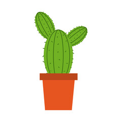 potted cactus plant decoration isolated flat style icon