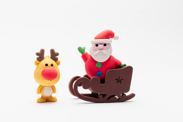 close up of christmas elements blister eraser with white background