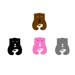 Graphic illustrations with the concept of cute and adorable bear animals who are sitting holding coffee or tea cups can be used for business or other logo-themed logos.
