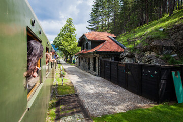 Tourist Attraction Travel, Journey with old-fashioned train, Narrow-gauge railway