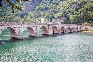 Naklejka premium Historic bridge over the Drina River Višegrad Bosnia and Herzegovina