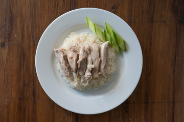 Hainanese chicken rice , Thai gourmet steamed chicken with rice