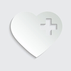 Obraz premium paper heart icon with plus symbol