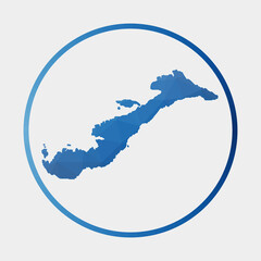 Obraz premium Amorgos icon. Polygonal map of the island in gradient ring. Round low poly Amorgos sign. Vector illustration.