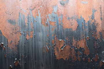 Background texture of scratched rusted steel with peeling paint
