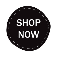 Shop now web site button isolated on white background. Trendy shop now button for web site, ui, label, banner, sticker, design template, icon and logo. Shop now button vector illustration