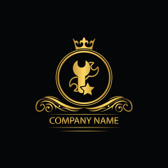 setting, repair logo template luxury royal vector service  company  decorative emblem with crown  