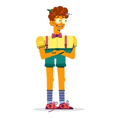 Guy in shorts and glasses, vector illustration