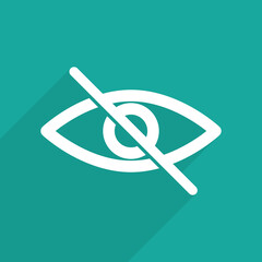 no Eye icon. avoid eye contact sign with long shadow 