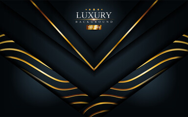 Luxury dark background with golden lines composition. Graphic design element.