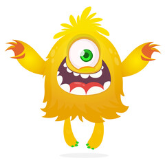Happy cartoon monster character. Halloween vector illustration