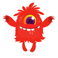 Happy cartoon monster character. Halloween vector illustration