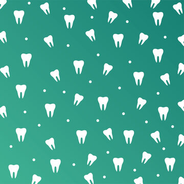 Stylized doodle, hand drawn outline of teeth. A seamless tooth pattern background. Decorative oral dental hygiene vector illustration