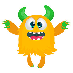 Happy cartoon monster character. Halloween vector illustration