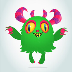 Happy cartoon monster character. Halloween vector illustration