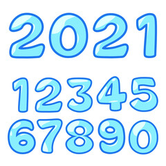 Blue font cartoon design number 1 0 isolated on white background, Vector illustration. Cute decoration, Arithmetic, Math, Clip art, Sticker and education.