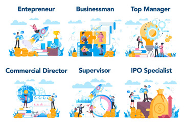 Fototapeta premium Top managment or business profession set. Business character