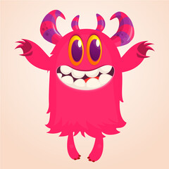 Happy cartoon monster character. Halloween vector illustration