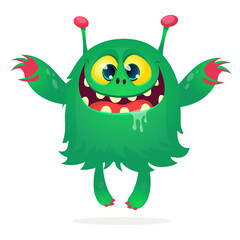 Happy cartoon monster character. Halloween vector illustration