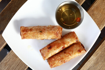 Fried pork spring rolls
